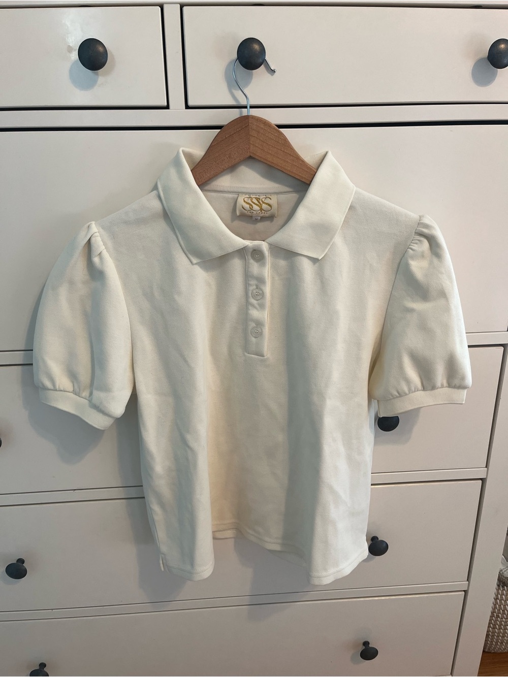SSYS Puff-Sleeve Polo Top